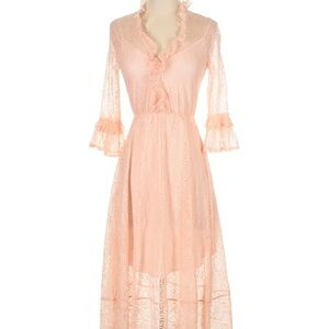 Maje Peach Lace Midi Dress size 1